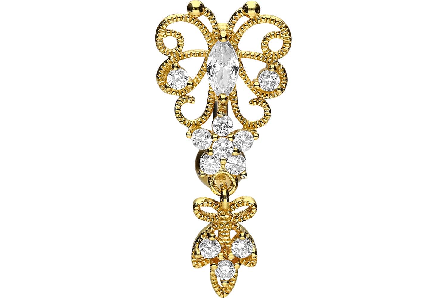 Titan Bananabell Piercing mit 925er Silber-Design SCHMETTERLING + ANHÄNGER